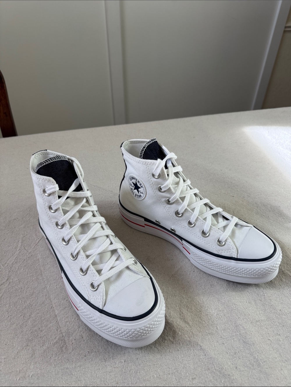 Converse White High Top Lady’s Sneakers with Black Accents